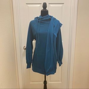 SIDE TIE LONGLINE  HOODIE SWEATSHIRTS w/ LEGGINGS